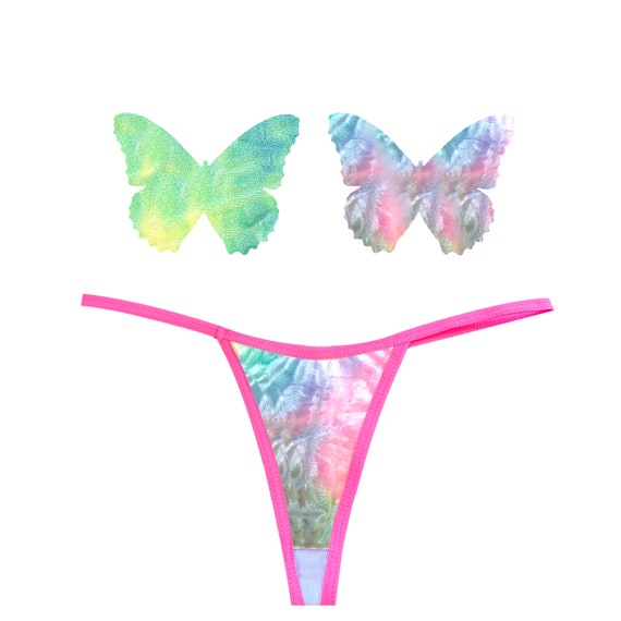 Pastel G-String Thong Naughty Knix Lencería Set con Match Butterfly Nipple  Pasties Covers For Raves and Festivals -  México