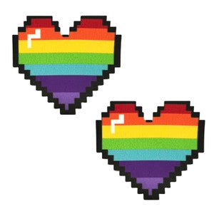 Protetor de mamilo Perfect Pixels Pride Heart para raves, festivais, fantasias, Halloween e muito mais! À prova d&#39;água