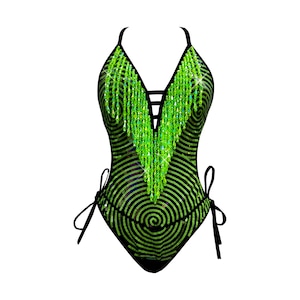 Neon Grün UV Reaktives Matrixx Reloaded Bodysuit Rave Festival Parade Kostüm