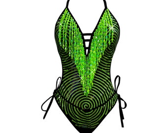 Neon Green UV Reactive Matrixx Reloaded Bodysuit Rave Festival Parade Costume