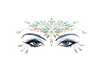 Fairy Kisses Iridescent Crystal Jewel Face Sticker For Raves, Festivals, Outfits, Costumes, and More! Waterproof