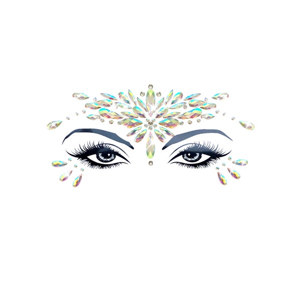 Fairy Kisses Iridescent Crystal Jewel Face Sticker For Raves, Festivals, Outfits, Costumes, and More! Waterproof