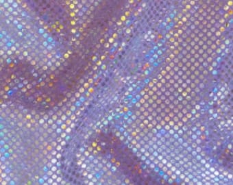 Lavender Shiny Glitter Foil Hologram Dot Spandex Fabric for DIY, Crafts, Club Wear, Swimwear, Costumes, Cosplay and more! By The Yard