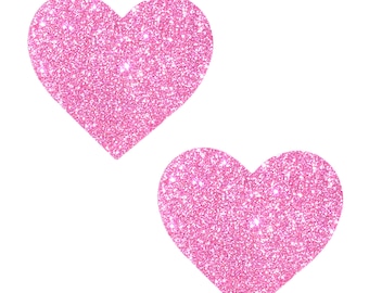 Sparkle Pony Pink Glitter I Herz U Nipztix Pasties Nipple Cover Aufkleber für Raves Festivals Halloween Cosplay Wasserdicht