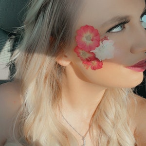 Real Dried Flowers Face Body Sticker For Raves, Festival, Weddings and Makeup Ready to Wear, Peel 'N Stick image 6