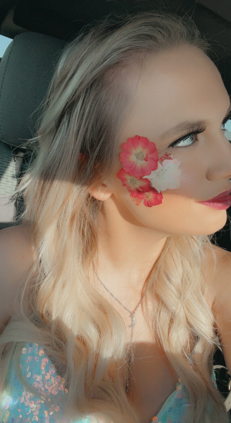 Real Dried Flowers Face Body Sticker For Raves, Festival, Weddings and Makeup Ready to Wear, Peel 'N Stick image 6