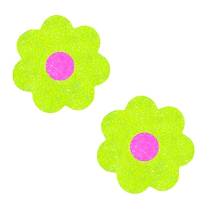 Super Sparkle Neon UV Chunky Glitter Petal Flower Power Pasties Nipple Cover for Rave and Festivals Sticker Halloween Cosplay Waterproof