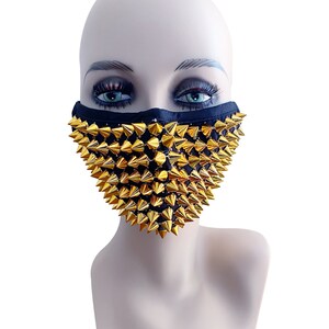 Neva Nude Studded Face Mask Cover, 3 layers, 100% cotton, inner pocket for filter, wired nose bridge, adjustable ear loops 画像 5