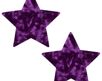 Dark Purple Velvet Crush Star Nipple Cover Pasties For Raves, Festivals, Outfits, Costumes, and More! Waterproof