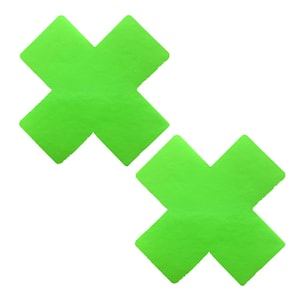 Apple Fruit Neon Green Wet Vinyl Blacklight X Factor Nipple Cover Pasties for Raves, Festivals and Costumes