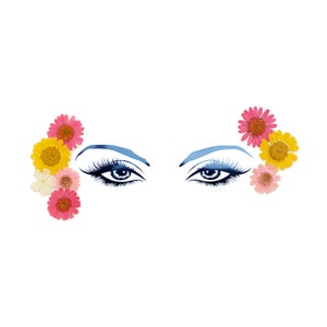 Real Dried Flowers Face Body Sticker For Raves, Festival, Weddings and Makeup Ready to Wear, Peel 'N Stick Yellow