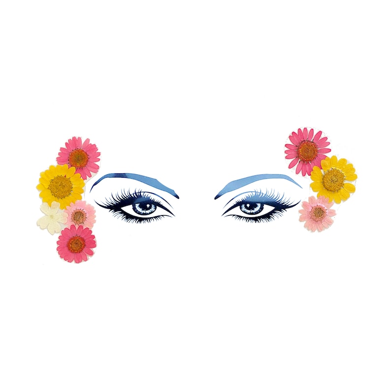 Real Dried Flowers Face Body Sticker For Raves, Festival, Weddings and Makeup Ready to Wear, Peel 'N Stick Yellow