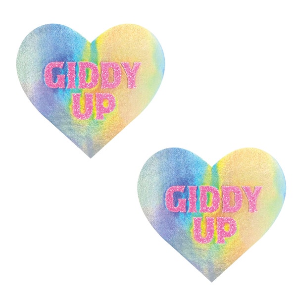 Giddy Up UV Holographic Heart Nipple Cover Pasties for Parties Raves Festivals Halloween Costumes Waterproof Stickers
