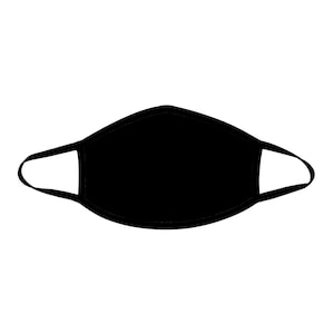 Midnight Black Plain Face Mask for Festivals and Raves, Breathable ...