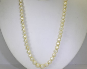 Antique graduating pearl necklace white gold genuine 5-8.7MM single strand 18"