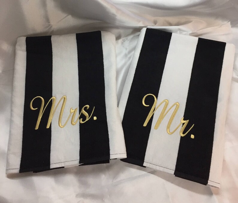 Mr And Mrs Beach Towel Wedding Beach Towels Personalized Etsy
