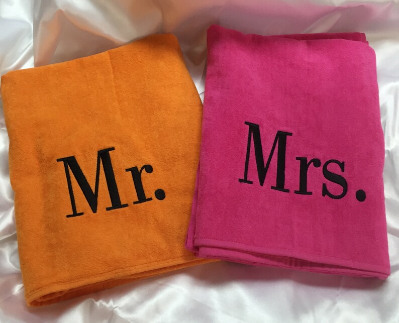 Mr And Mrs Beach Towel Wedding Beach Towels Personalized Etsy