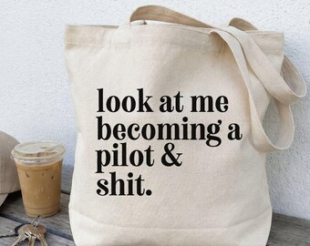Pilot Tote Bag, Female Pilot Gift, Pilot Gift For Women, Funny Pilot Tote Bag, Aviation Gift, Flight Crew Tote, Pilot Life