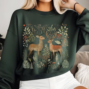 Scandinavian Christmas Sweatshirt, Norwegian Folk Art Sweater, Cottage Core Botanical Sweatshirt, Women Oversized Sweatshirt, Vintage