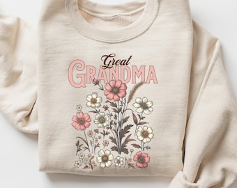 Mom Grandma Great-Grandma Sweatshirt, Pregnancy Announcement, Gift For Great-Grandma, Baby Reveal To Family, Mother's Day Gift