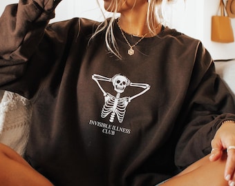 Invisible Illness Club Sweatshirt Depression Awareness Gift Mental Health Crewneck PTSD Anxiety Disorder Bipolar BPD Borderline Personality