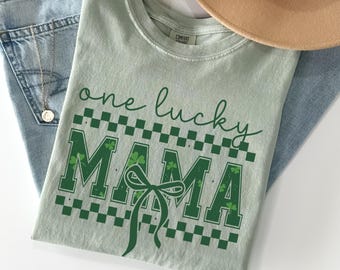 Lucky Mama Shirt, Comfort Colors Saint Patricks Tshirt, St Patricks Tee, Saint Patricks Day Gift for Mom, Shamrock Shirt, Irish Mom Crewneck