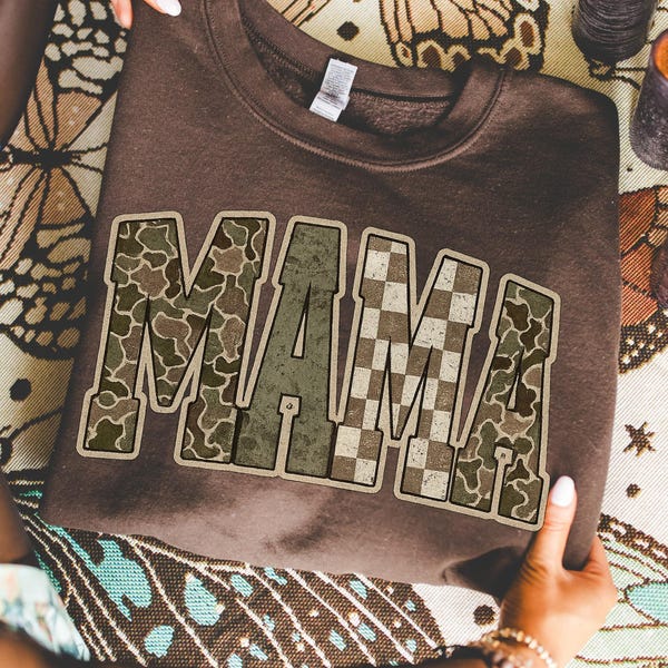 Retro Hunting Camo Mama Sweatshirt, Deer Hunting Season Shirt, Vintage Duck Camo Sweater, Fall Camo Crewneck