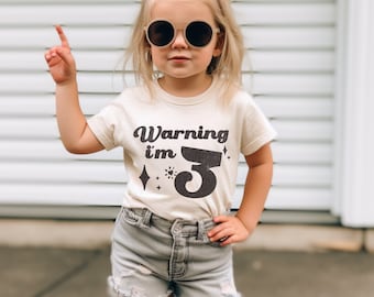 Girl's 3rd Birthday Shirt, Wild and Three TShirt, Third Birthday Shirt, Gift for 3 Year Old