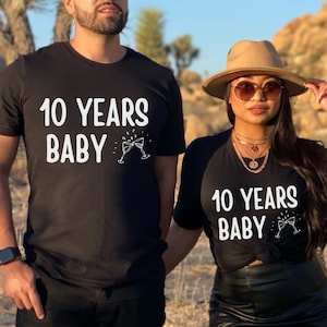 10th Anniversary Matching Couples Shirts 10th Wedding Anniversary Gift for Husband Wife Personalization Anniversary Gift Husband Gif Retro
