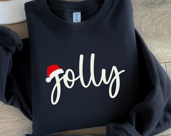 Jolly Sweatshirt, Christmas Shirts, Cute Winter Sweater, Christmas Shirt for Women, Christmas Crewneck Sweatshirt, Holiday Sweater