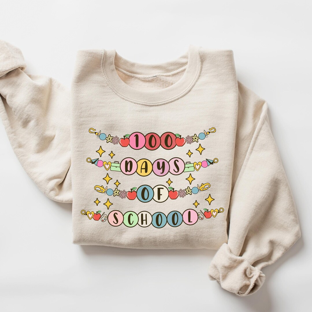 Happy 100 Days of School - Retro School Bus - SWEATSHIRT - (GILDAN/JERZEES)