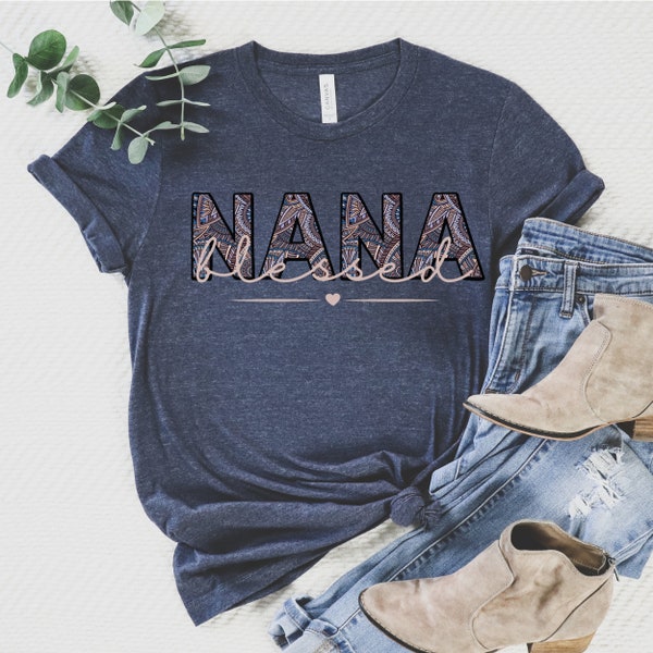 Personalized Grandma Shirt Custom Blessed To Be Called Nana Kids Art Flower Nana T-Shirt, Custom Grandma Tee with name, first time grandma