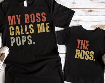 Pops Shirt, Pops and mini Gift, Pops grandkids matching shirts Gift, Gift for Pops, New Pops Shirt, Grand kids Names Shirt Personalized Pops
