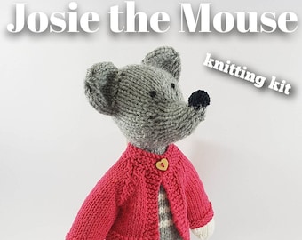 Knitting kit to make your very own Josie the Mouse - easy to knit pattern