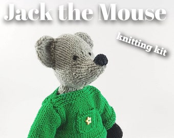 Knitting kit to make your very own Jack the Mouse - easy to knit pattern