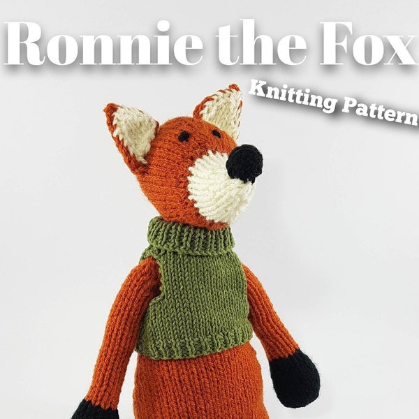Knitted toy knitting pattern for Ronnie the Fox, PDF download
