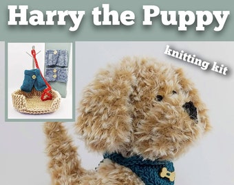 Harry the Puppy Knitting Kit - Make Your Very Own Puppy dog - Easy To Knit Pattern