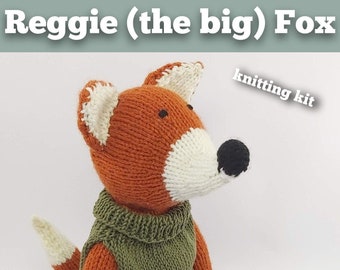 Knitting Kit Reggie (the big) Fox. Animal knitting kit. Easy knitting kit. Easy Knit Pattern. Hand knitting. Fox knitting kit.