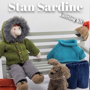 Knitting kit to make your very own Stan Sardine - easy to knit pattern