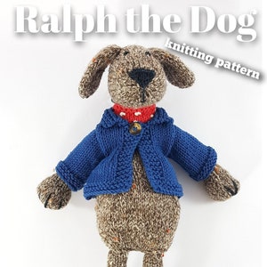 Knitted toy knitting pattern for Ralph the Dog, PDF download