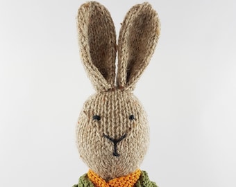 Knitted toy knitting pattern for Arthur Rabbit bunny, PDF download
