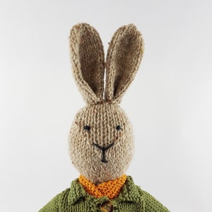 Knitted toy knitting pattern for Arthur Rabbit bunny, PDF download