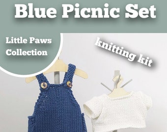 Knitting Kit Picnic Set. Little Paws Collection Clothes knitting kit. Easy to knit kit. Easy Knit Pattern. Hand knitting. Knitting kit