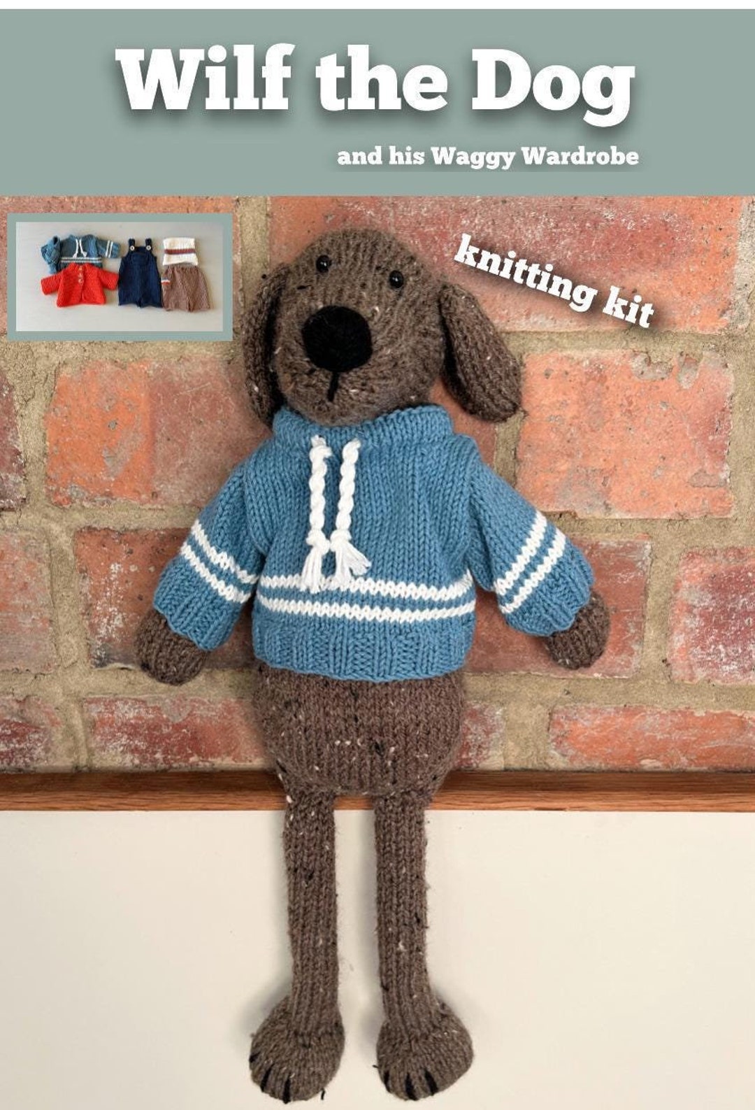 Knitting Kit Wilf the Dog. Animal Knitting Kit. Easy Knitting Kit