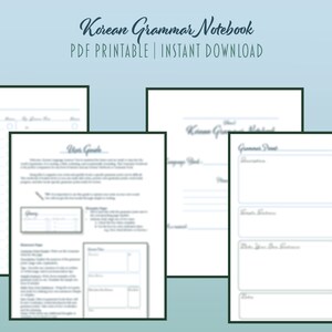 Korean Grammar Notebook | Workbook Companion | Digital Notebook | Printable | Instant Download | Language Learning