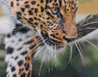 Stalking Leopard Cross Stitch Pattern ~ PDF, Instant download, Jaguar, Cheetah, Lion, Tiger, Big cat, Africa, Safari, Big game, Panther, Cat