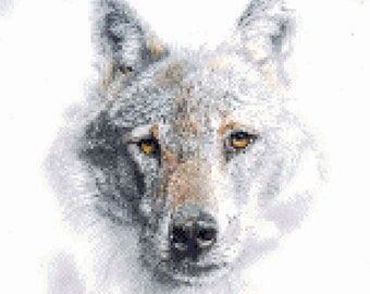 White Wolf Cross Stitch Pattern ~ PDF, Instant download, Dog, Wolf, Country, White wolf, Alpha wolf, Timber wolf, Grey wolf, Gray wolf, K9.