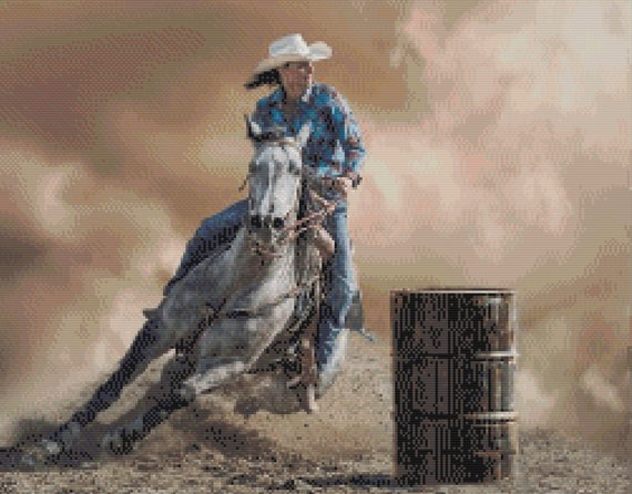 Barrel Race Rodeo Cross Stitch Pattern PDF, Instant Download, Race.