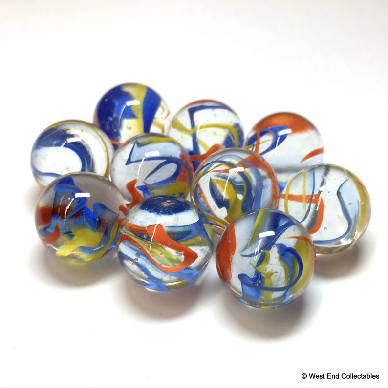 Rainbow Swirl Glass Marbles – 16mm Craft Stones, Set of 10 Party Goody ...