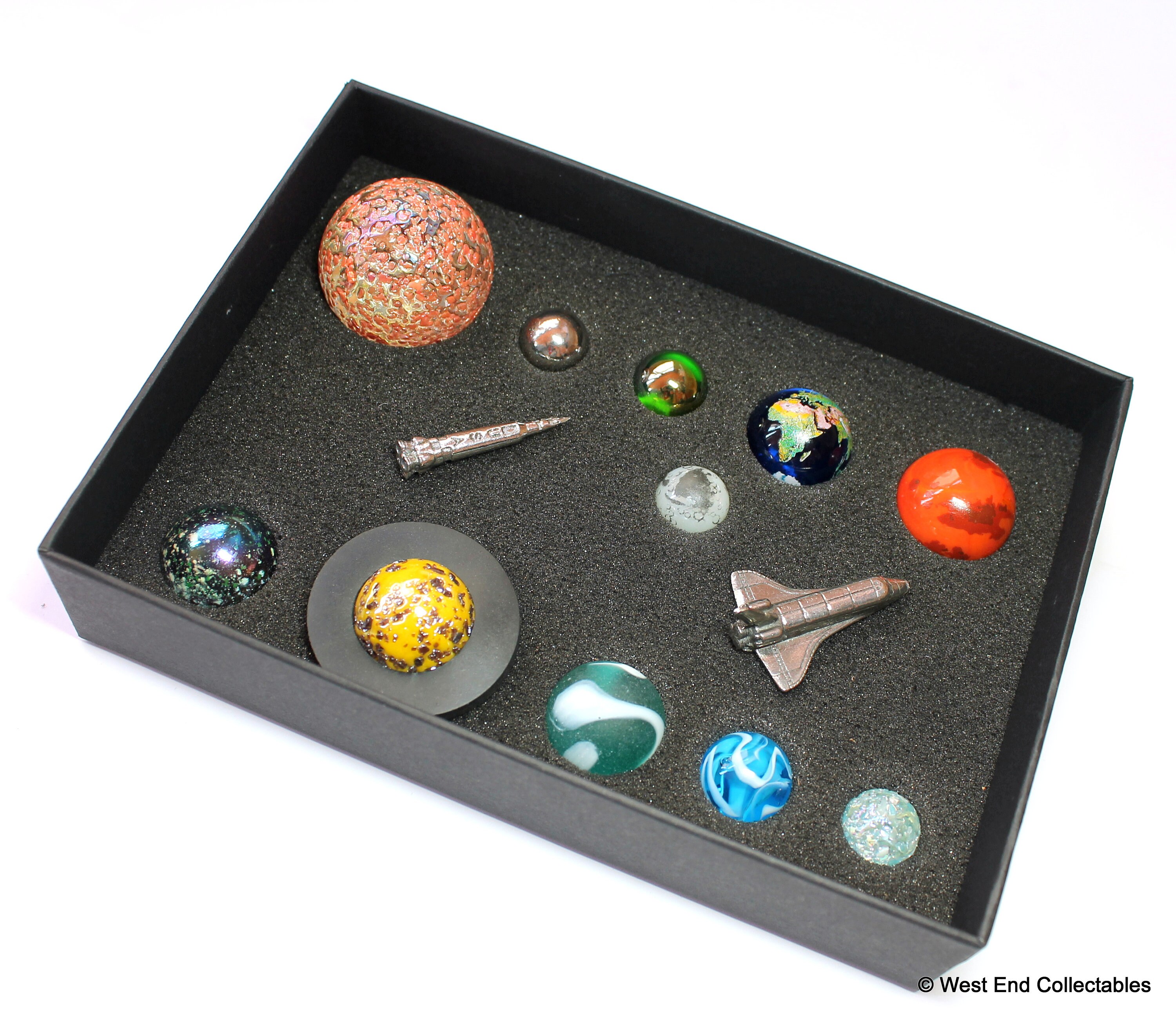 Sonnensystem Orrery Globus Marble Kollektion in Geschenkbox 11 Planeten Set 